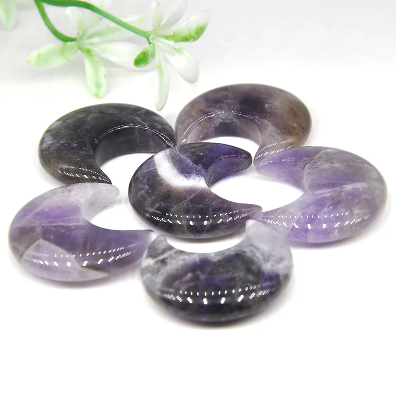 

Ожерелье и подвеска из натурального аметиста в форме Луны