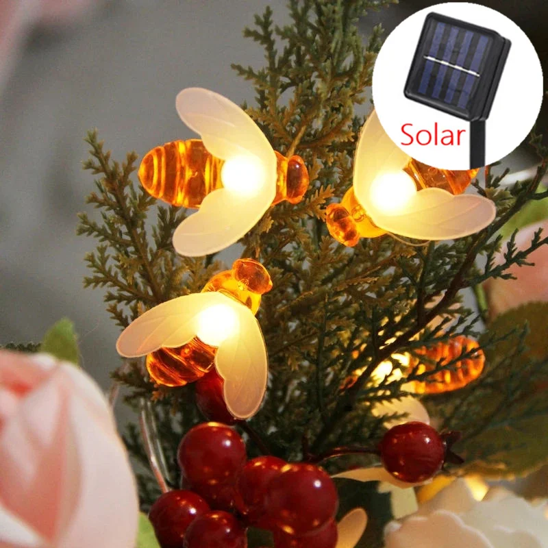 

Solar Bee LED Light Holiday String Lights Waterproof Fairy Garden Decor Outdoor Led Street Garland Christmas Decoration 5/7/12m
