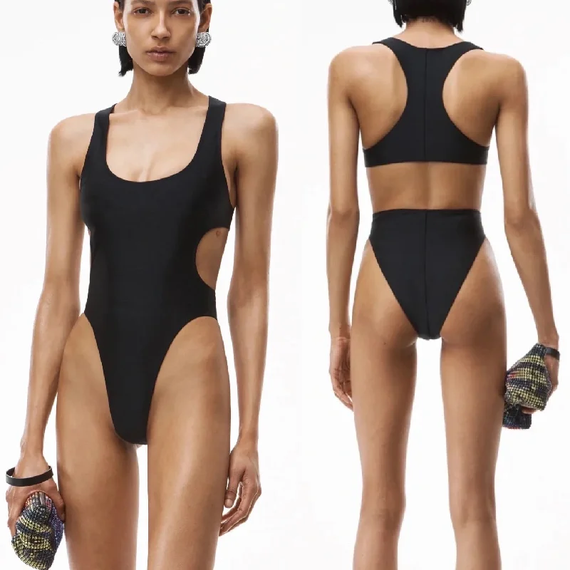 

women's one-piece swimsuit fashion letter diamond inlaid decorative elastic swimsuit temperament sexy backless tight swimsuit
