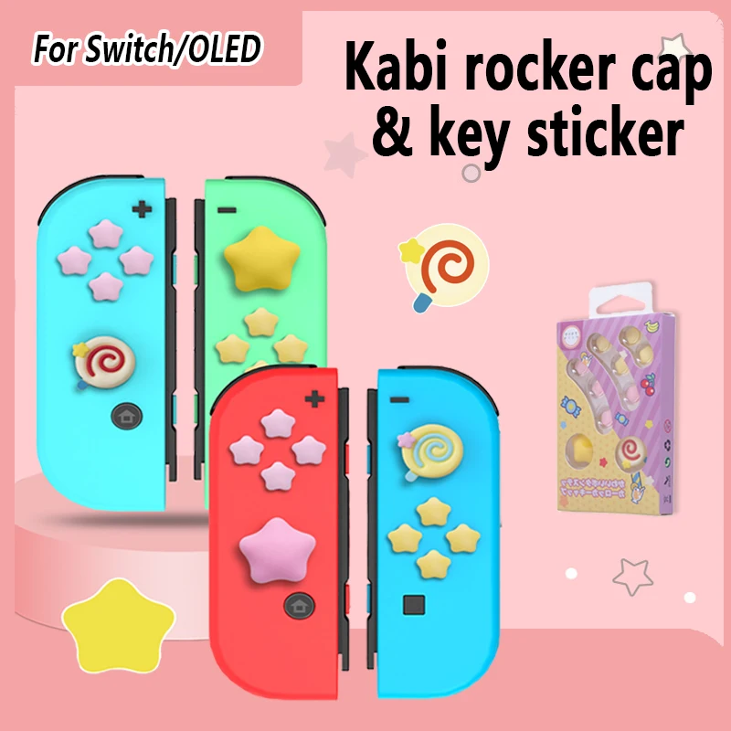 

For Switch Silicone D-pad Star Kabi Theme Rocker Hat Button Stick For Nintendo Switch Oled Without Adhesive Tape Case Skin Case