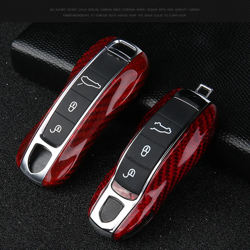 

For Porsche key bag Cayenne macan Panamera 718 carbon fiber key shell key case modified key chain