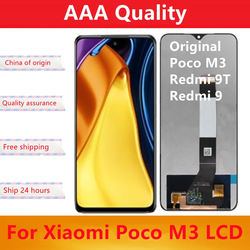 

6.53" Original For Xiaomi Poco M3 LCD Display Touch Screen Digitizer Assembly For Redmi 9T 9 T Redmi 9 Power LCD With Frame