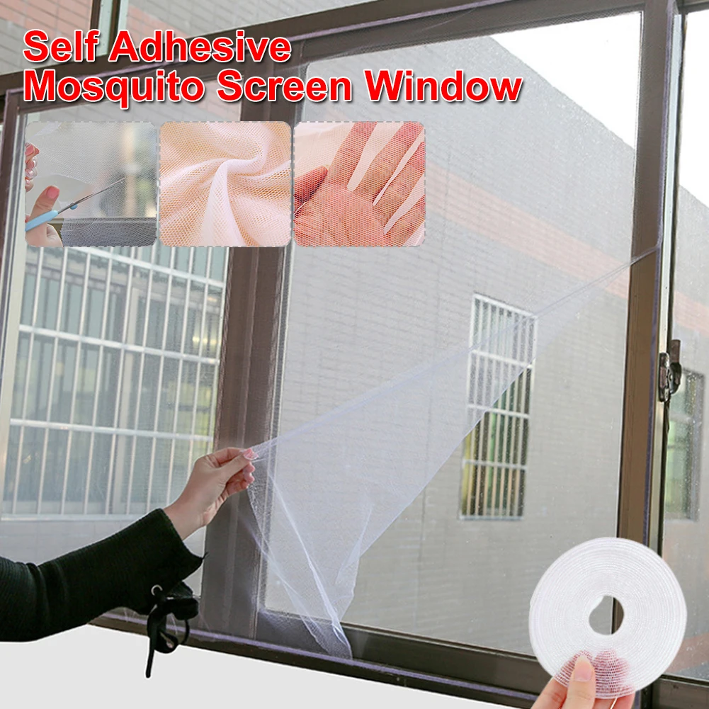 

DIY Self-Adhesive window screen curtain Fly Mosquito Window Net Insect Mesh Window Screen Net Indoor Mesh For Window Protector