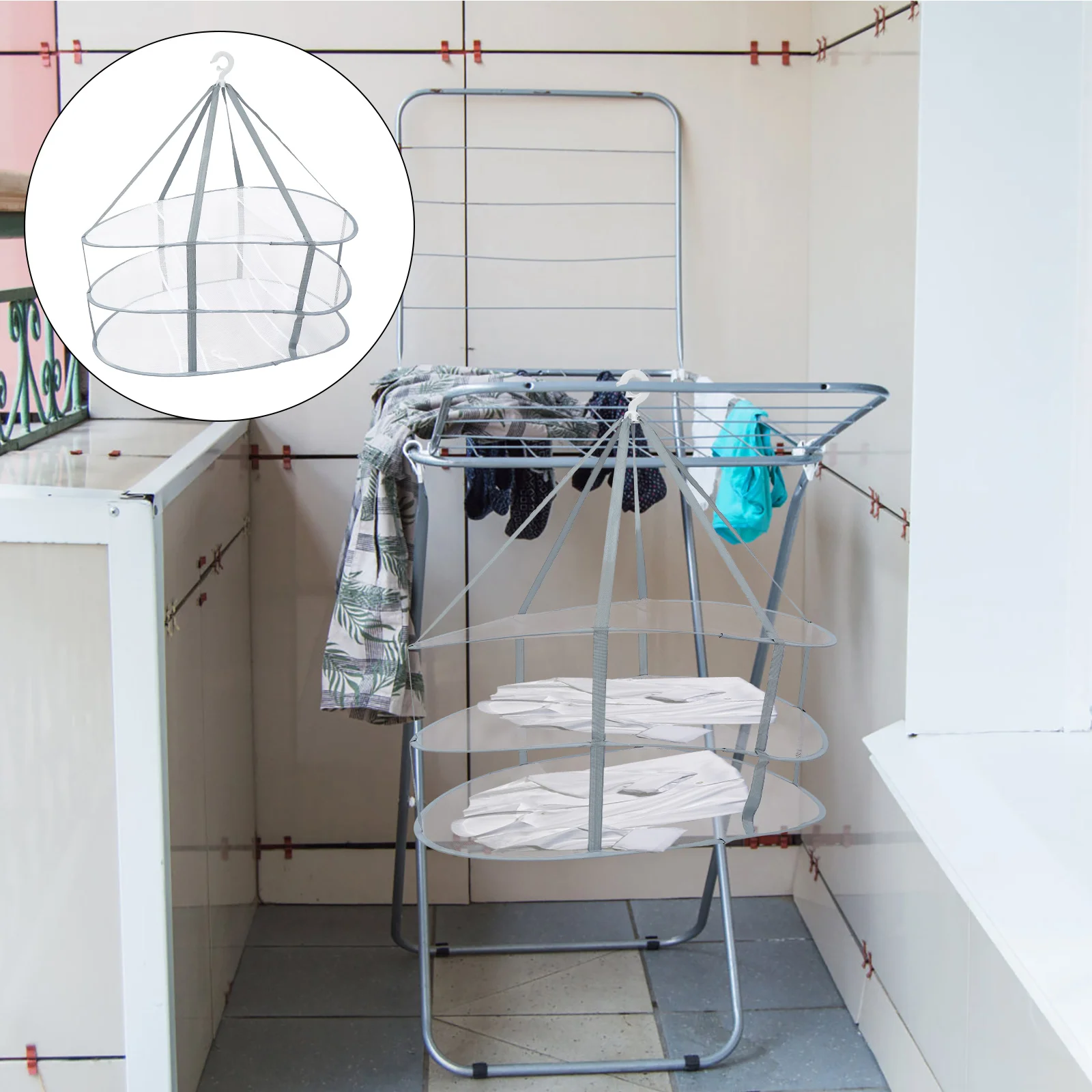 

1Pc Laundry Hanging Rack Clothes Hanging Dryer Rack Mesh Laundry Rack Sweater Drying Rack Folding Hanger Rack Hanging Dry Net