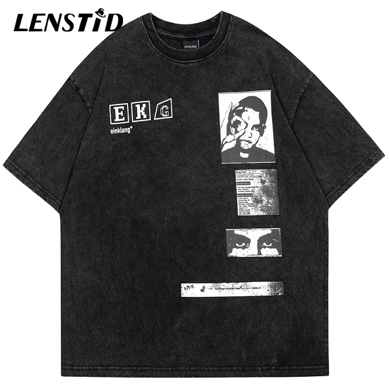 

Футболка мужская винтажная в стиле хип-хоп, промытая тенниска с графическими надписями, уличная одежда в стиле панк/готика, Y2K, повседневная хлопковая майка в стиле Харадзюку, лето