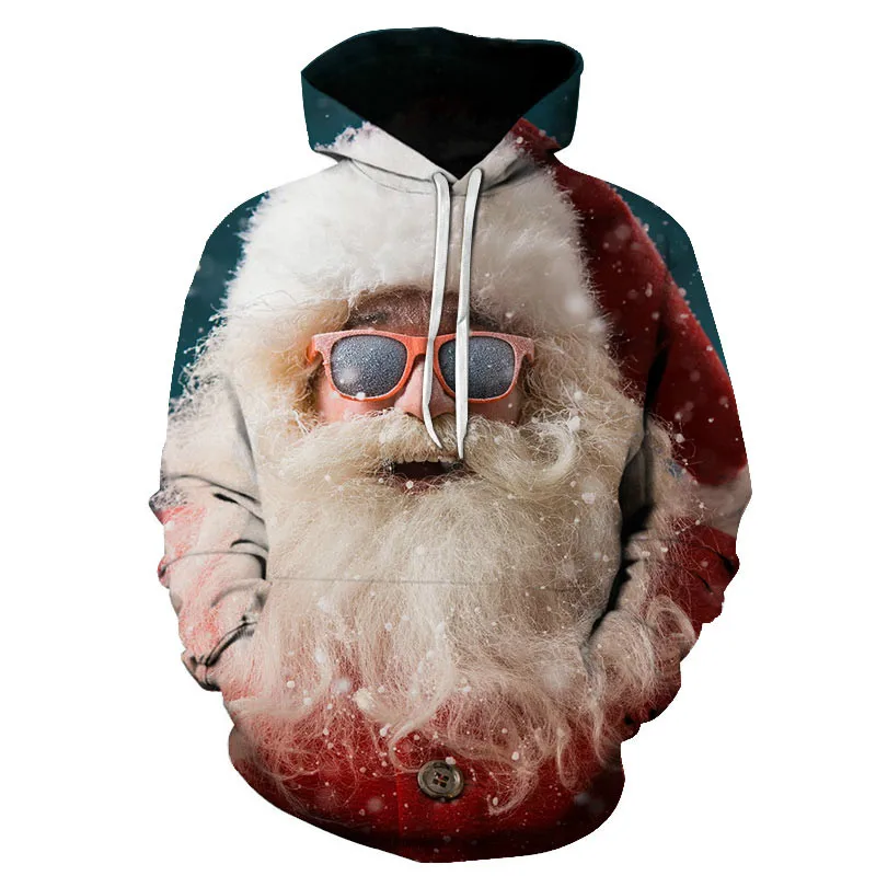 

Толстовка с капюшоном и 3D-принтом Санта-Клауса