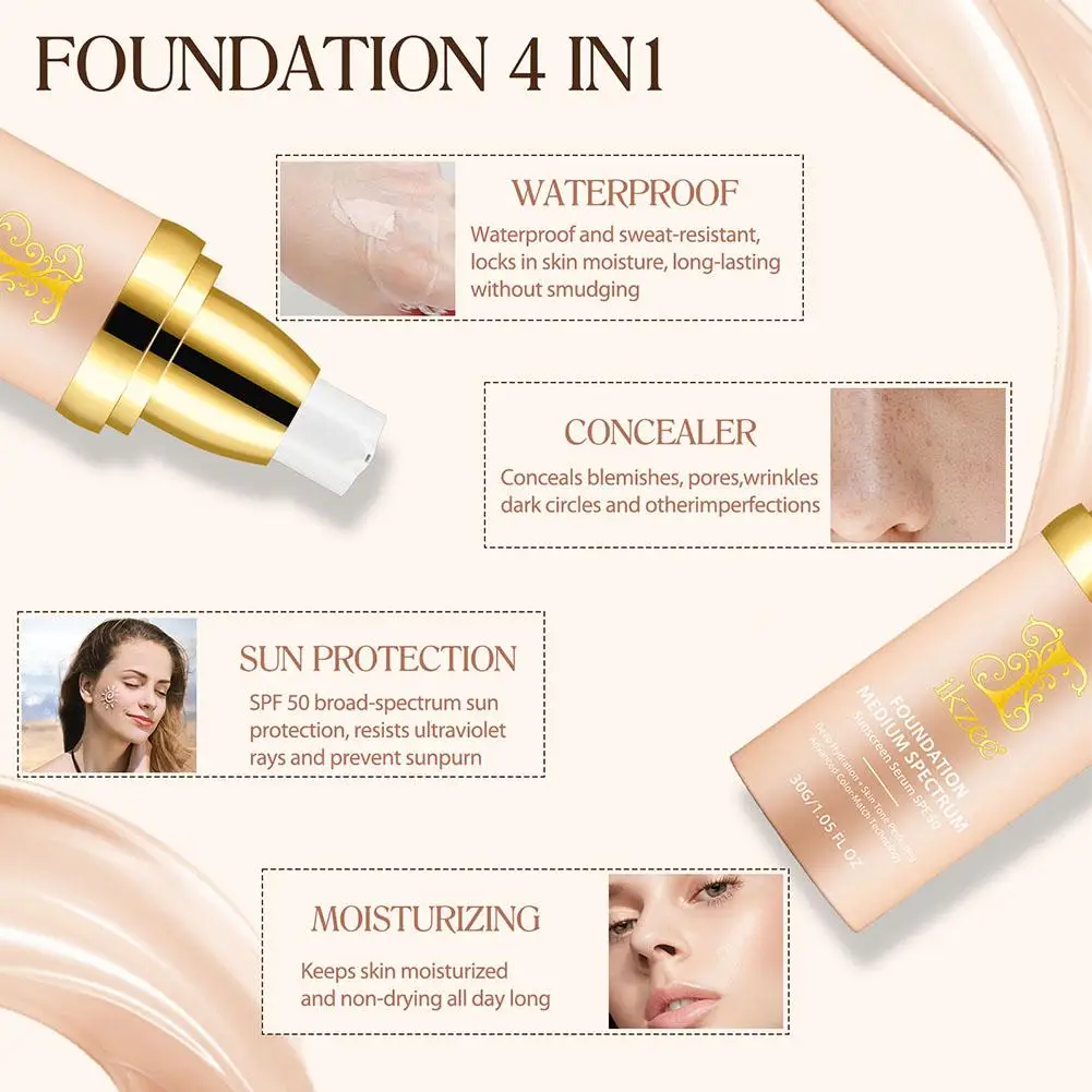 Увлажняющая жидкая основа SPF 50 1 шт. с консилером полным покрытием 4-в-1 бионический