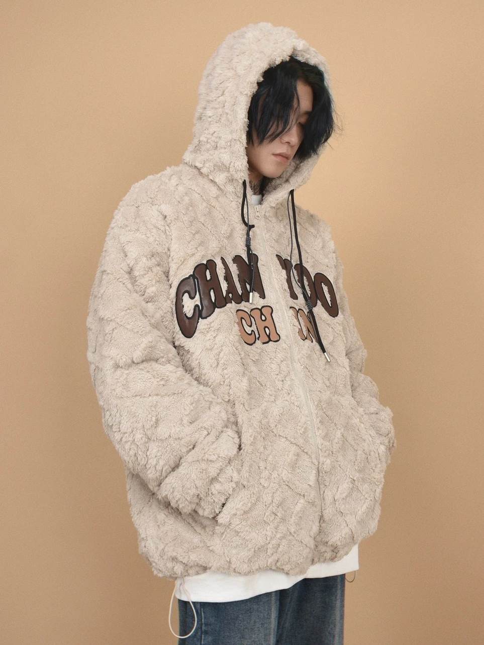 MZ Американская винтажная верхняя одежда с плюшевой вышивкой ягненка мужская