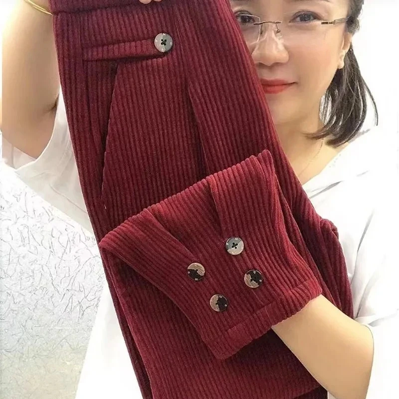 Женские вельветовые брюки Свободные повседневные в Корейском стиле с эластичным