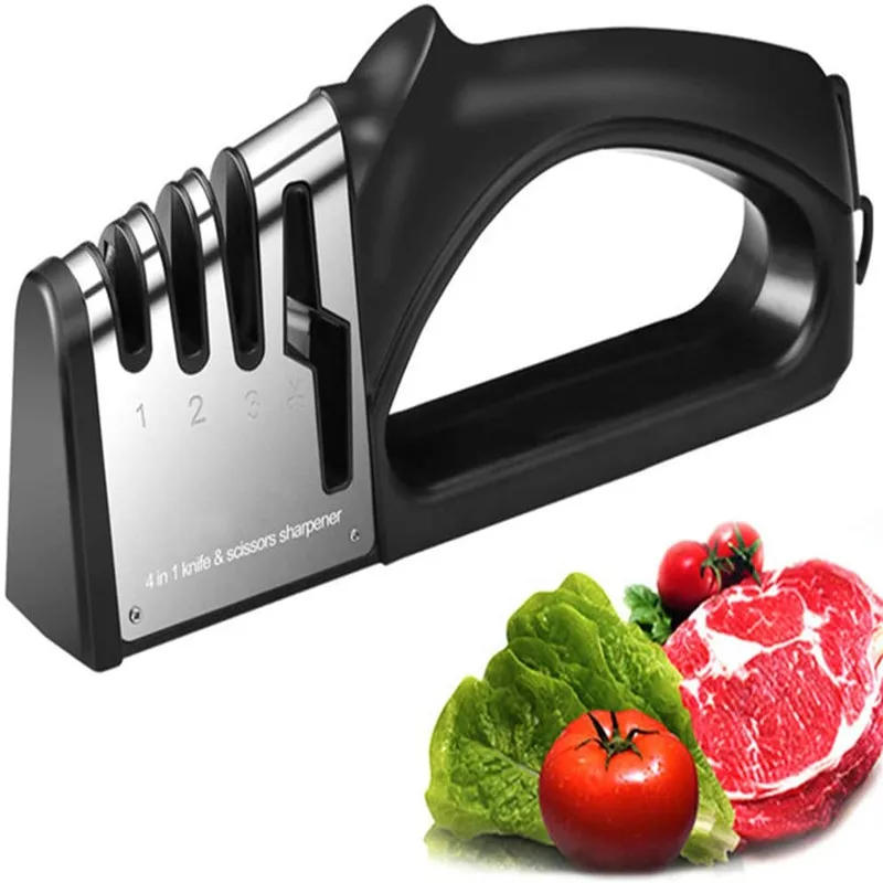 

4 in 1 Knife Sharpener Handheld Multi-function Blade Scissors Sharpening Tool Professional Chef Kitchen Accessories Gadget