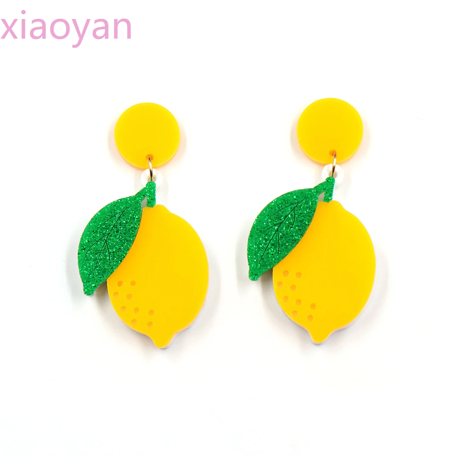 

（1pair) Lemon Dangle Earrings Layered Acrylic Jewelry For Women