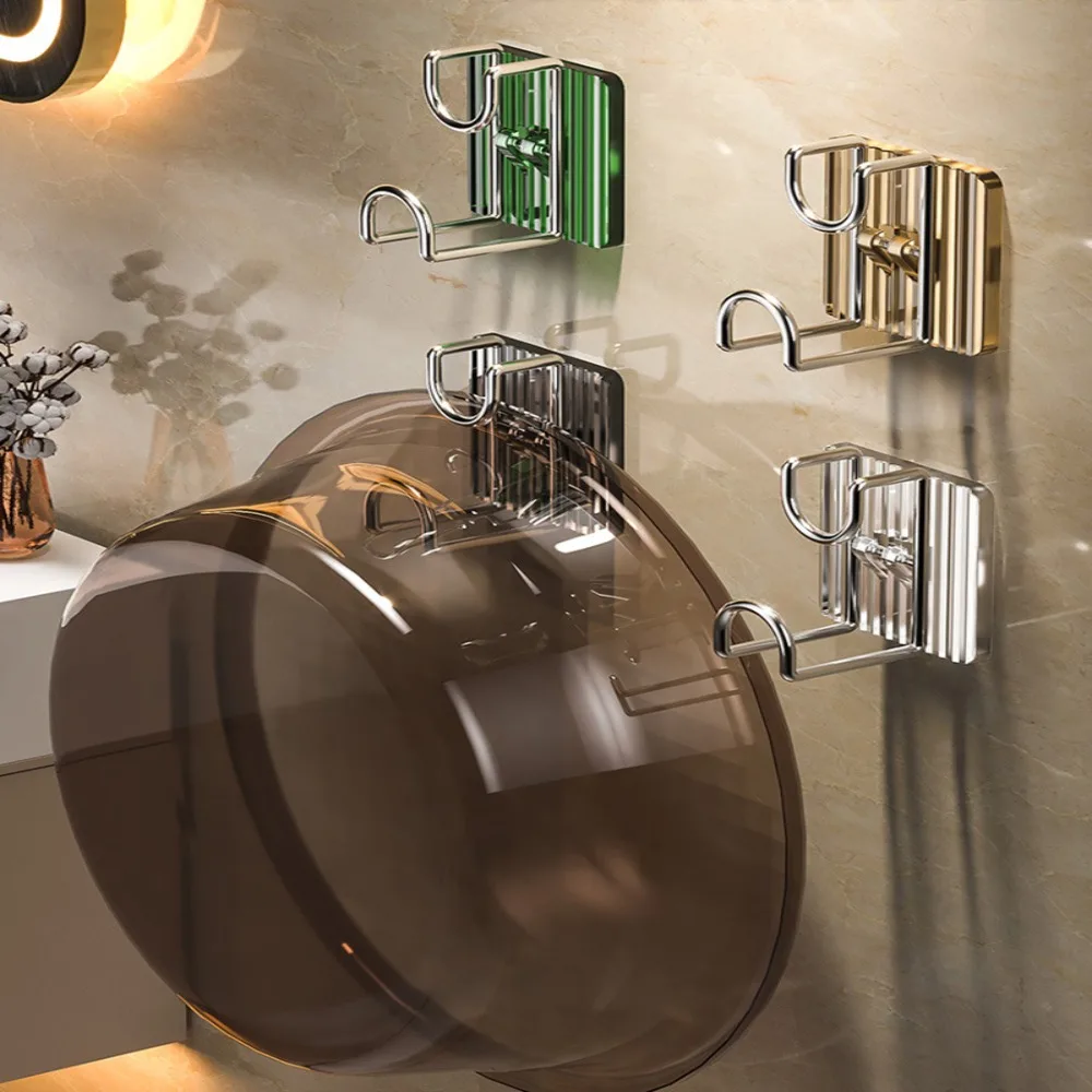 

Stainless Steel Sticky Save Space Adhesive Traceless Wash Basin Organizer Pot Holder Washbasin Hook Basin Storage Rack
