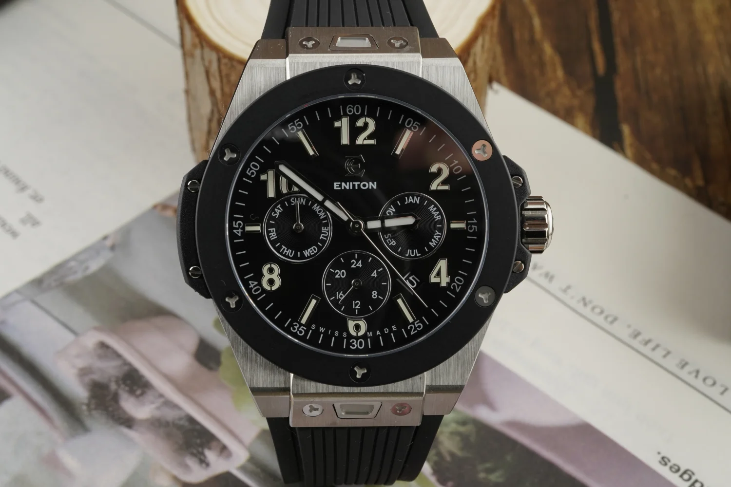 ENITON 42 мм 9120 Механизм с сапфировым стеклом Неделя Дисплей Ночник Роскошные