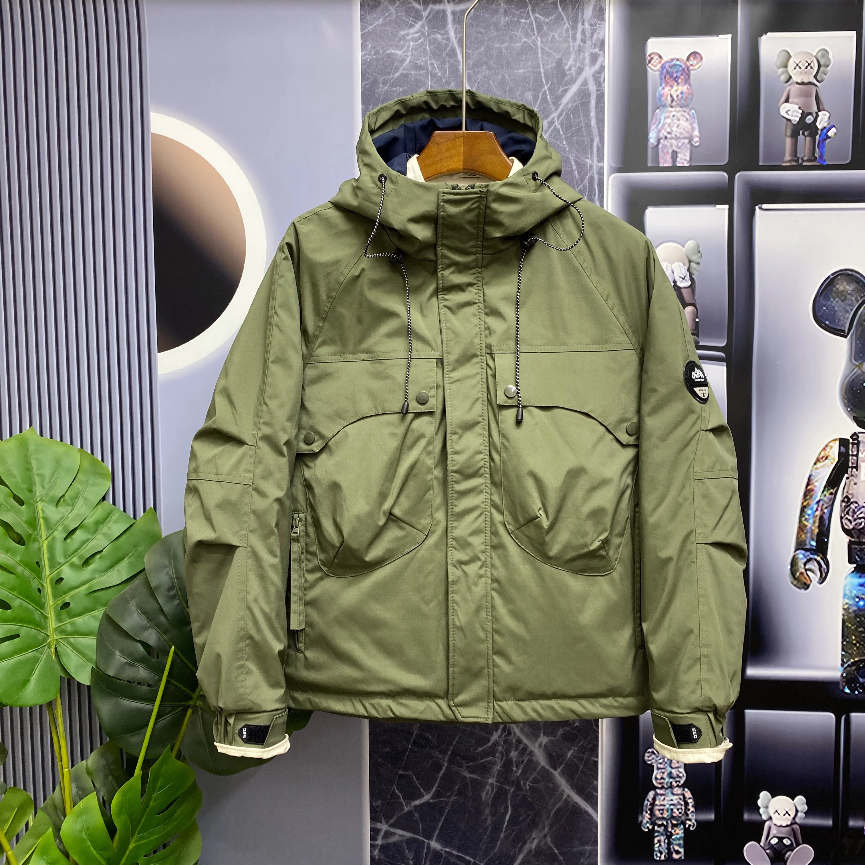 2024 Winter New Cotton-padded jacket Outerwear Men's Cargo Cotton-Padded Jacket Top Youth Fashion Hood Warm Student Cotton-Pa...