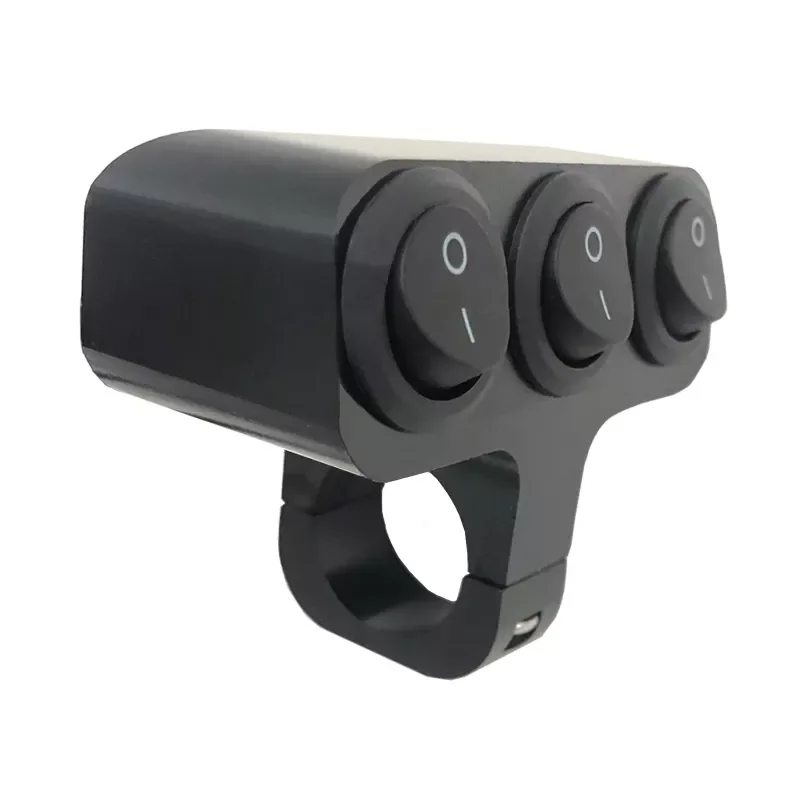 

7/8" Aluminum Alloy CNC Universal Motorcycle Handlebar Switch Three Press Two Gear Headlights Spotlights Light Switch 12V