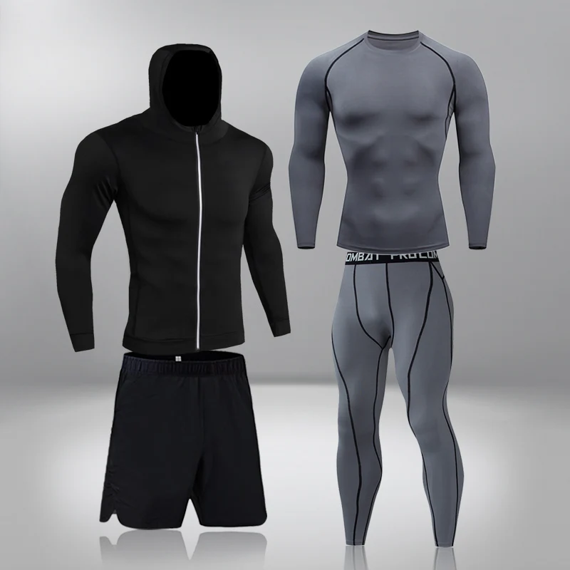 

Men's Compression Sportswear Suits Gym Tights Training Clothes Workout Jogging Sports Set Running Rashguard Tracksuit For Men