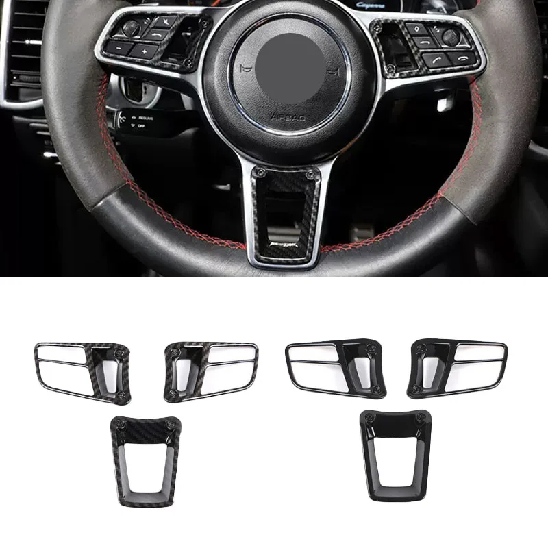 

For Porsche Cayenne Macan Panamera 718 911 2016 2017 2018 2019 2020 918 2012- 2015 Car Interior Steering Wheel Button Cover Trim