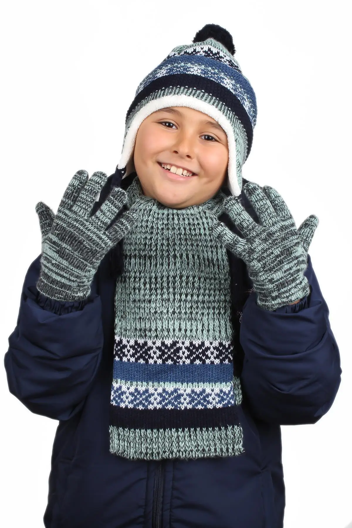 

Комплект из шарфа, шапки и перчаток, перчатки из ткани, размер официантки, для мальчиков и детей 3 шт. Набор