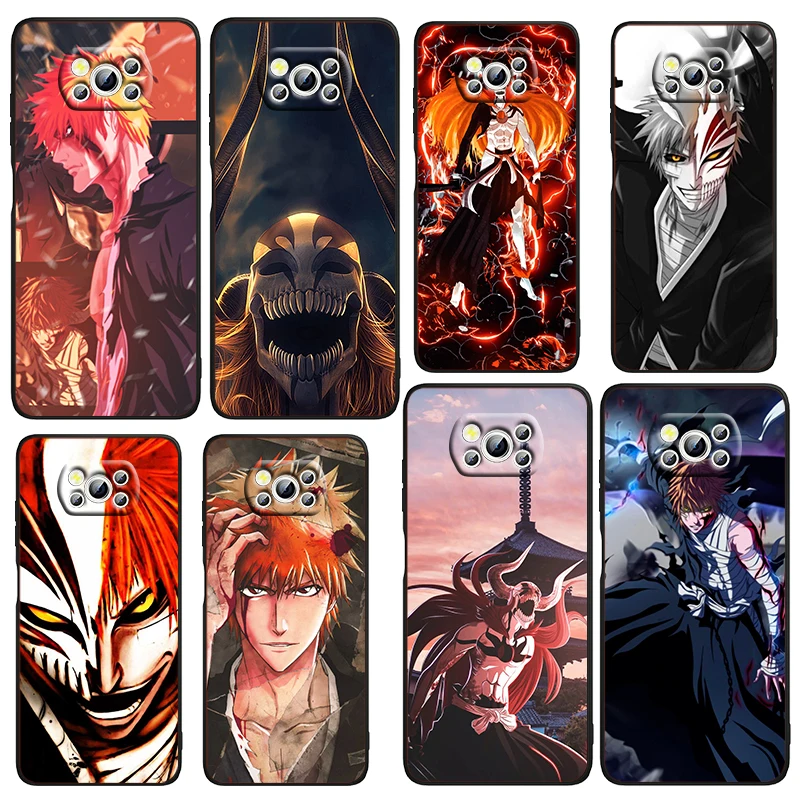 

BLEACH Anime Japan For Xiaomi Civi Mi Poco X4 X3 NFC F3 GT M4 M3 M2 X2 F2 Pro C3 4G 5G Soft TPU Cover Black Phone Case