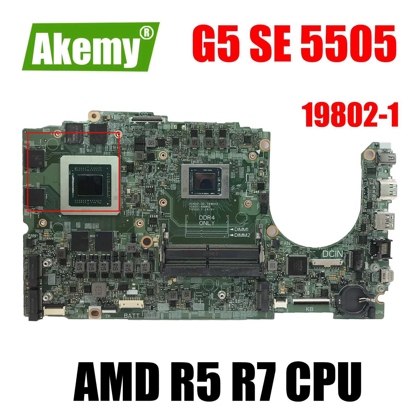 

_ Материнская плата для ноутбука DELL G5 SE 5505, материнская плата 19802-1 с 215-0917348 RX5600M, 6 ГБ