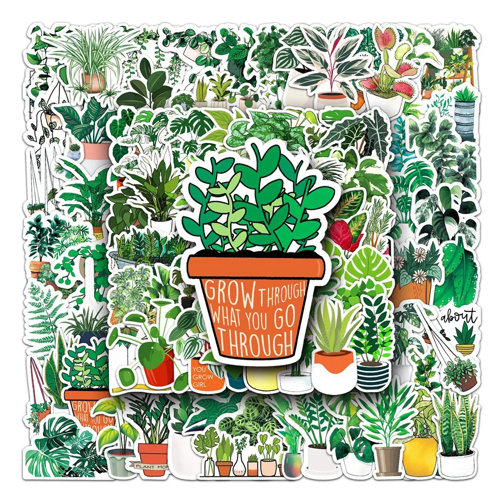 

10/30/50PCS New Plant Cartoon Personality Creative Computer Suitcase Mobile Phone Chair Decoration Waterproof Sticker Wholesale