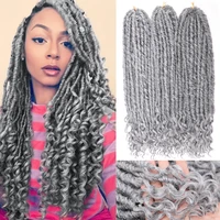 synthetic goddess faux locs curly crochet braids hair ombre grey locs braiding hair extension 16 20 inch soft natural braids