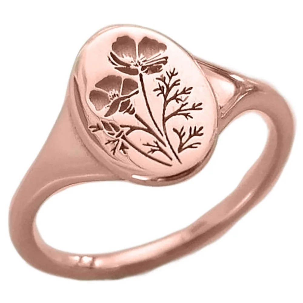 Simplicity Vintage Carved Flower Ring for Women Men Handmade Pattern Wildflowers Plant Ring for Femme Mother Days Gift 2022