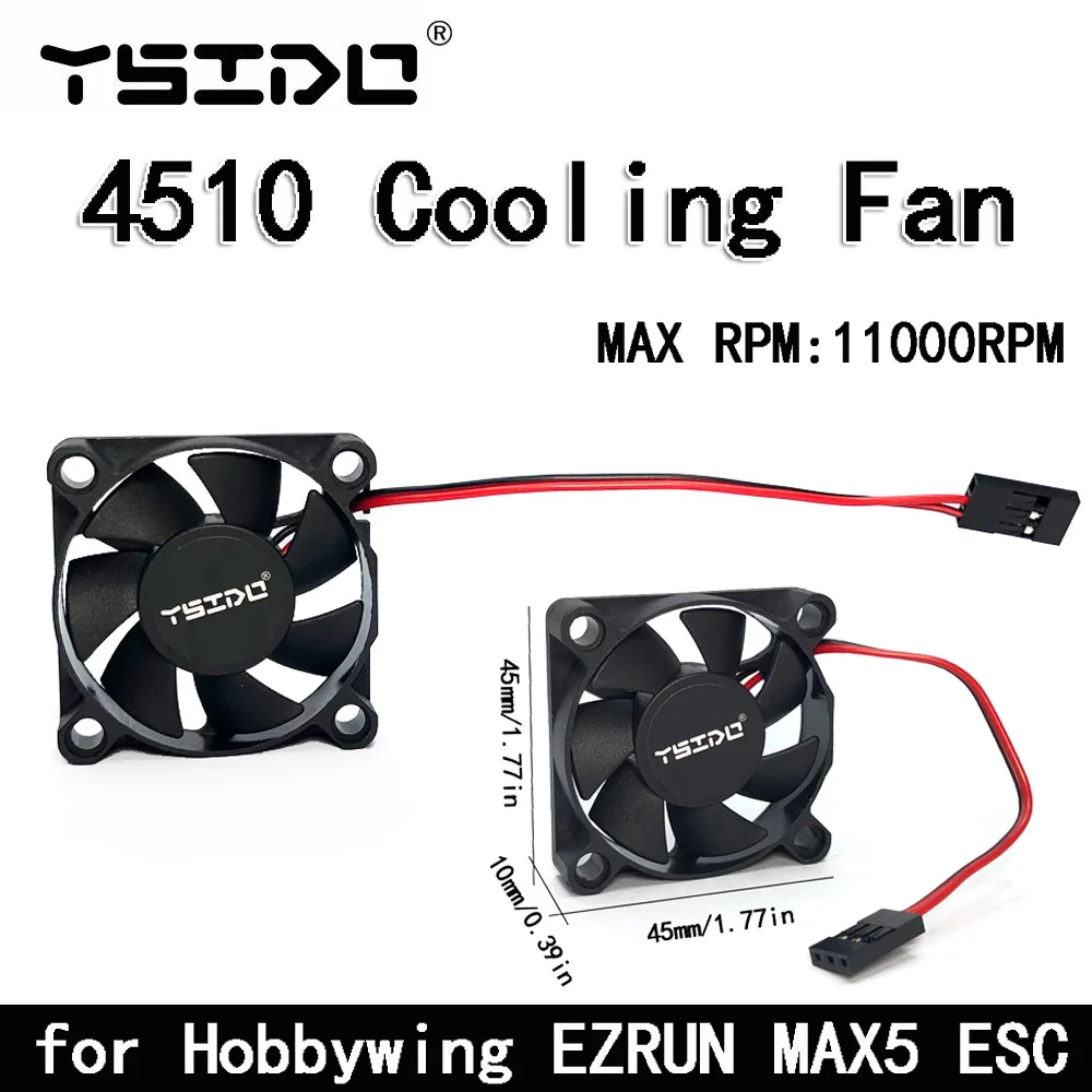 YSIDO-ventilador de refrigeración para coche de control remoto Hobbywing EZRUN MAX5, MAX6, MAX8, ESC, 4510, 3510, 3010, 1/8, 1/10