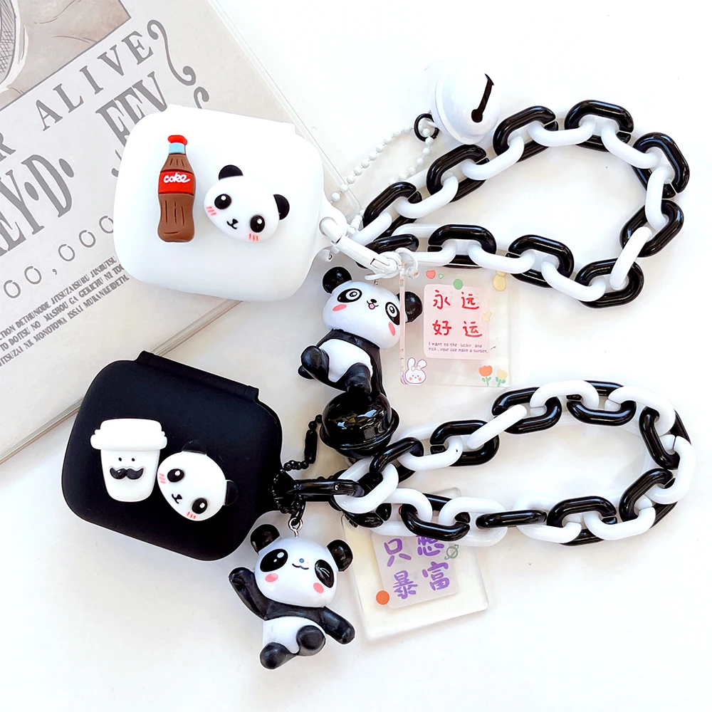 

Cute Chinese Panda Earphone Cover for Sony LinkBuds WF-L900 Case Wireless Bluetooth Headphone Box Silicone Case with Keychain