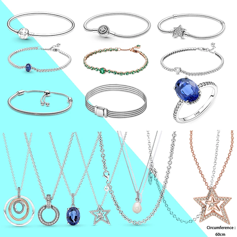 

Женский браслет и ожерелье из серебра 925 пробы, с поп-сердцем