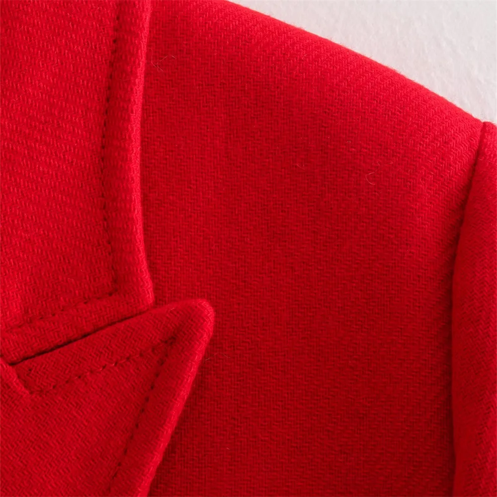 UNIZERA Женское Двубортное Длинное Пальто Осень/зима Модное Отложной Воротник-поло