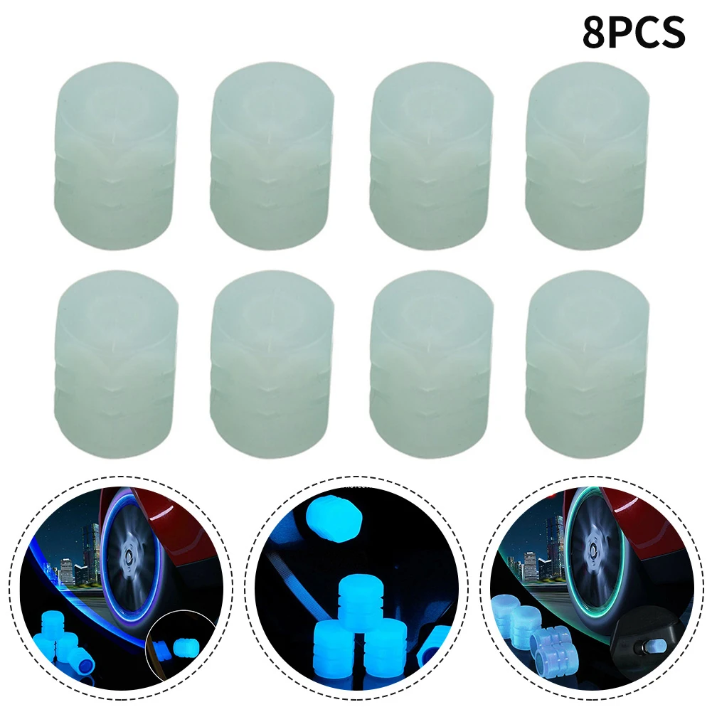 

4/8/16pcs Blue Car Motorcycle Vacuum Tire Valve Core Cover Fluorescent Car Tire Valve Auto Fluorescent Tyre Valves