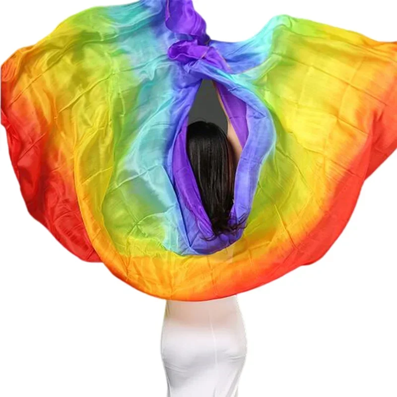 

Customized Belly Dance Silk Veils Hand Thrown Scarf Shawl Gradient Rainbow 200cm 250cm 270cm Kids Adults Size Free Shipping