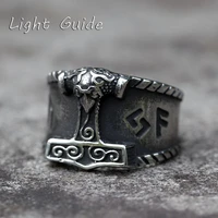 2022 new mens 316l stainless steel rings odin celtic knot rune thor hammer nordic viking amulet jewelry gifts free shipping