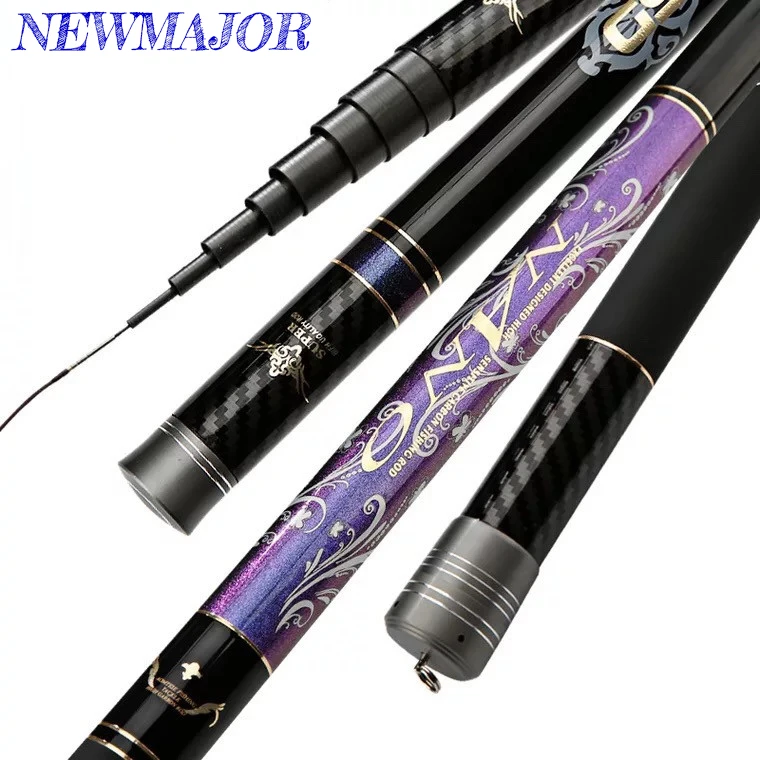NEWMAJOR Power Ручная удочка Карбоновая Супер легкая телескопическая карповая Длина 8 м