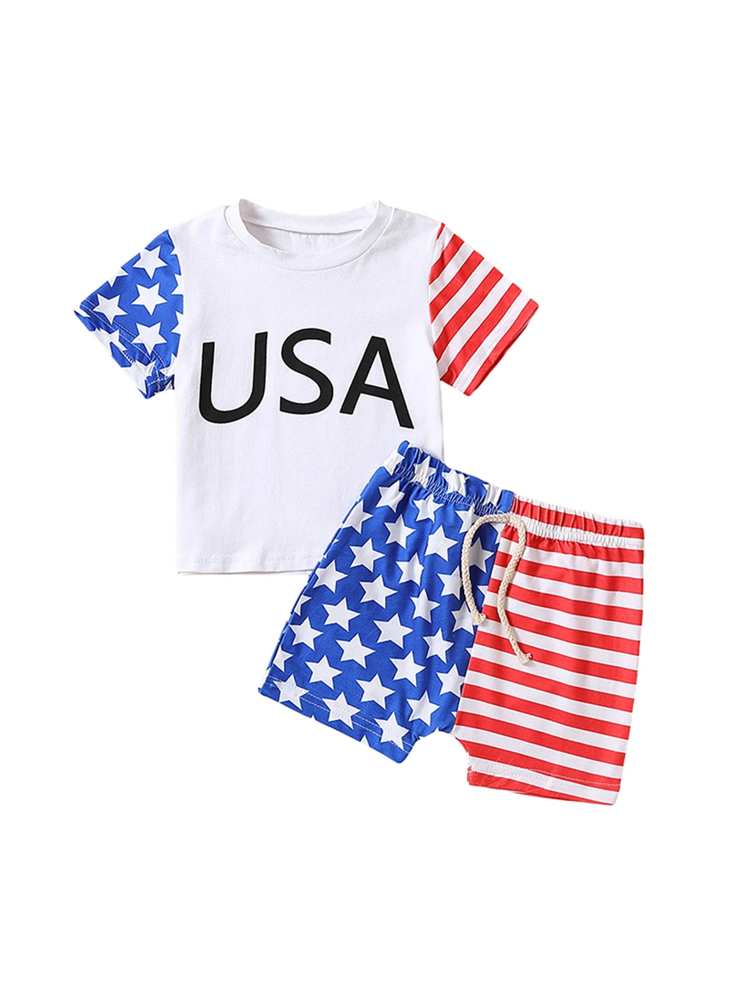 

Костюм для маленьких мальчиков 4 июля футболка с коротким рукавом и принтом США шорты с американским флагом одежда на День Независимости