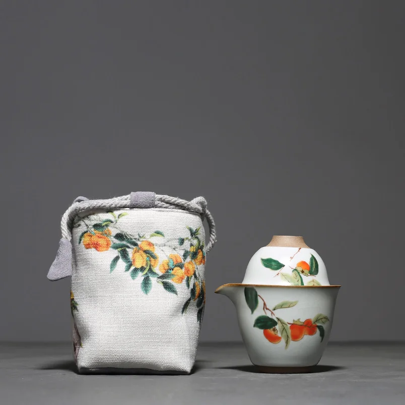 

Керамический чайный горшок, чашка, дорожный чайный набор, посуда для напитков, изысканный ручной рисунок, китайская зеркальная посуда для ч...