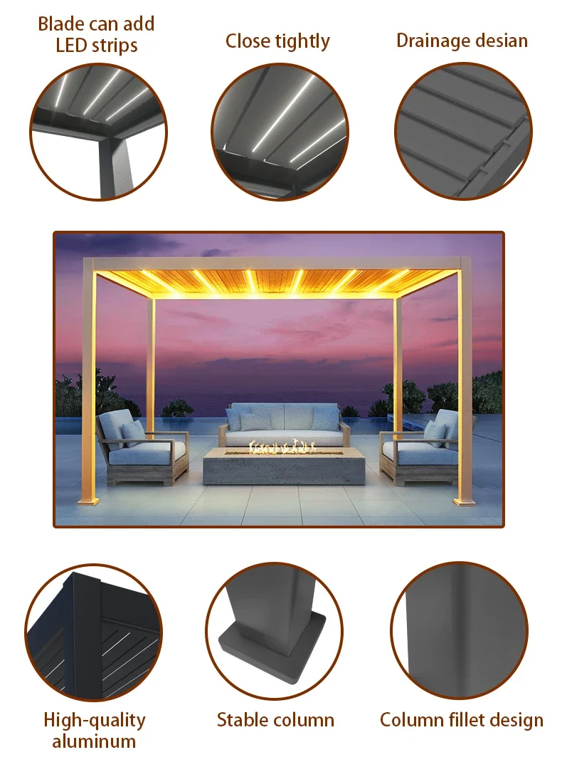 Ветрозащитная водонепроницаемая беседка для улицы биоклиматическая