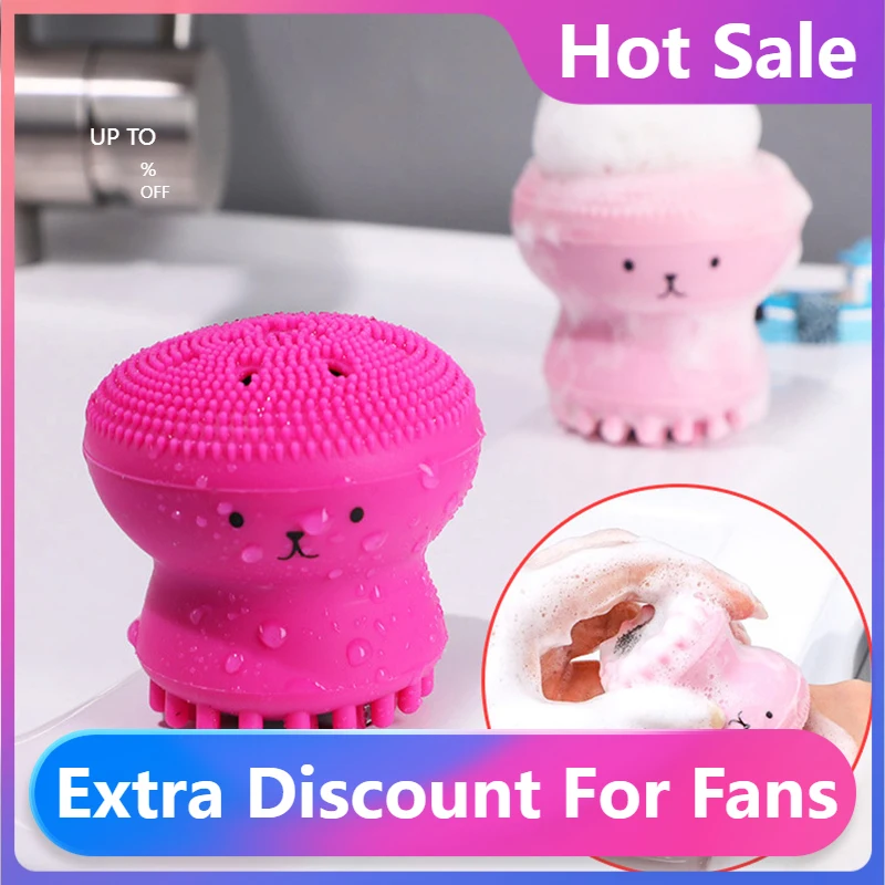 

Fashion 1PCS New Facial Cleansing Brushes Silicone Cute Octopus Facial Cleanser Pore Cleanser ExfoliatorSkin Care Tools