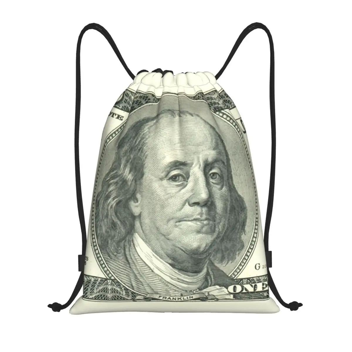 

USD 100 Dollar Money Pattern Drawstring Bag Women Men Foldable Gym Sports Sackpack Shopping Storage Backpacks