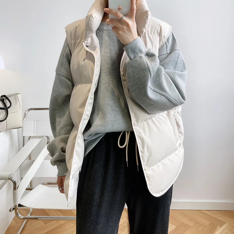 

Утепленный утепленный пуховой жилет из хлопка, женская короткая осенне-зимняя верхняя одежда, свободная уличная хлопковая куртка, жилет, па...