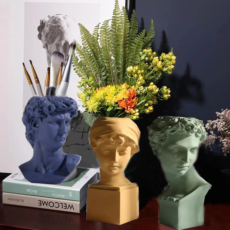 

Home Decoration Vase Resin Sculpture Statue Living Room Decoration Flower Pot Makeup Brush Holder Pen Holder Creative Crafts
