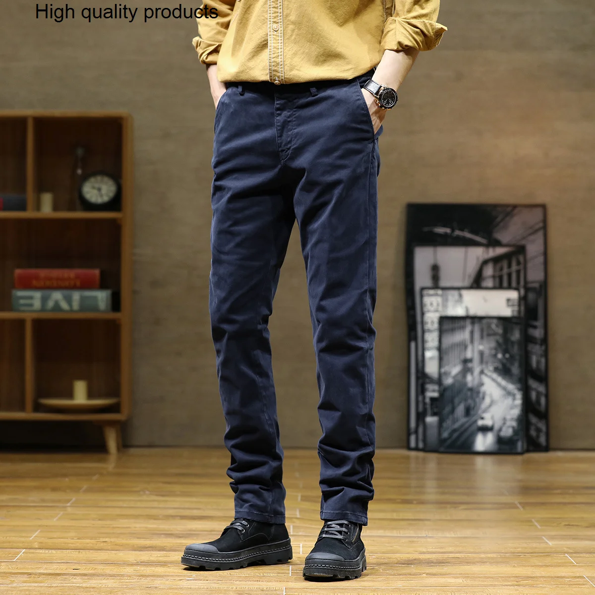 

Men's Golf Pant Trend 2023 Summer Spring Casual Cotton Straight Stretch Husband Vintage Khaki Classic Style Gray Male Trouser