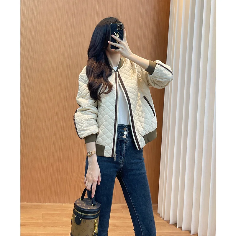 

Женское короткое пальто Lingge, модное хлопковое пальто в стиле бейсбольной команды, зима 2023