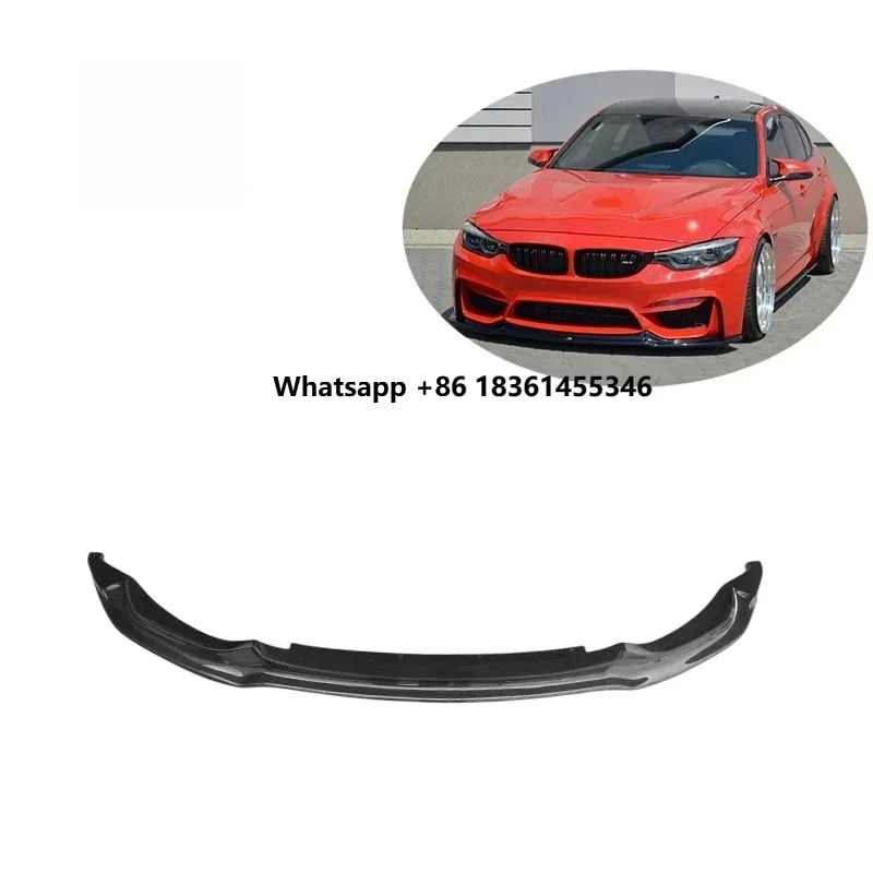 Фото Спойлер-накладка на передний бампер из карбона в стиле VOR для BMW M3 F80, F82, F83, M4 (14-20) №1
