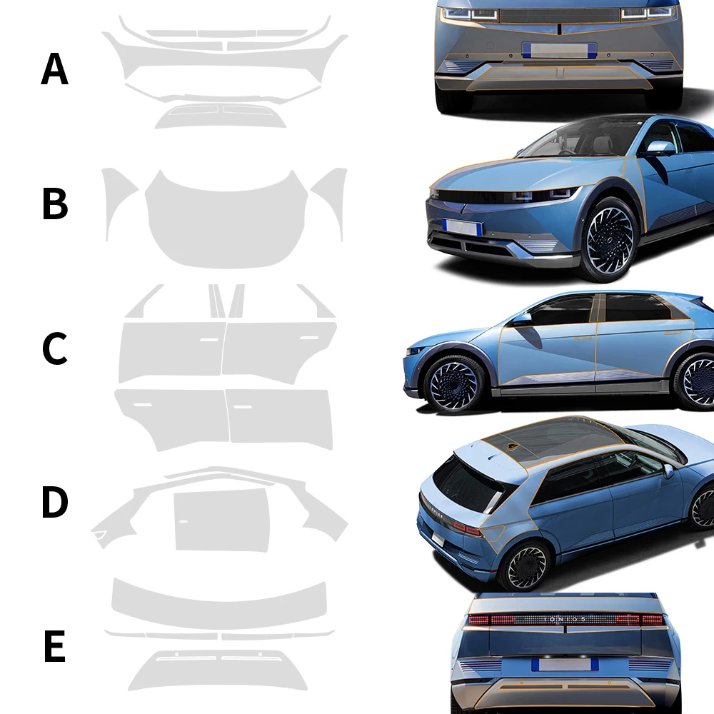 Нарезанная пленка для защиты краски автомобиля Hyundai IONIQ 5 2022 2023 набор PPF прозрачная