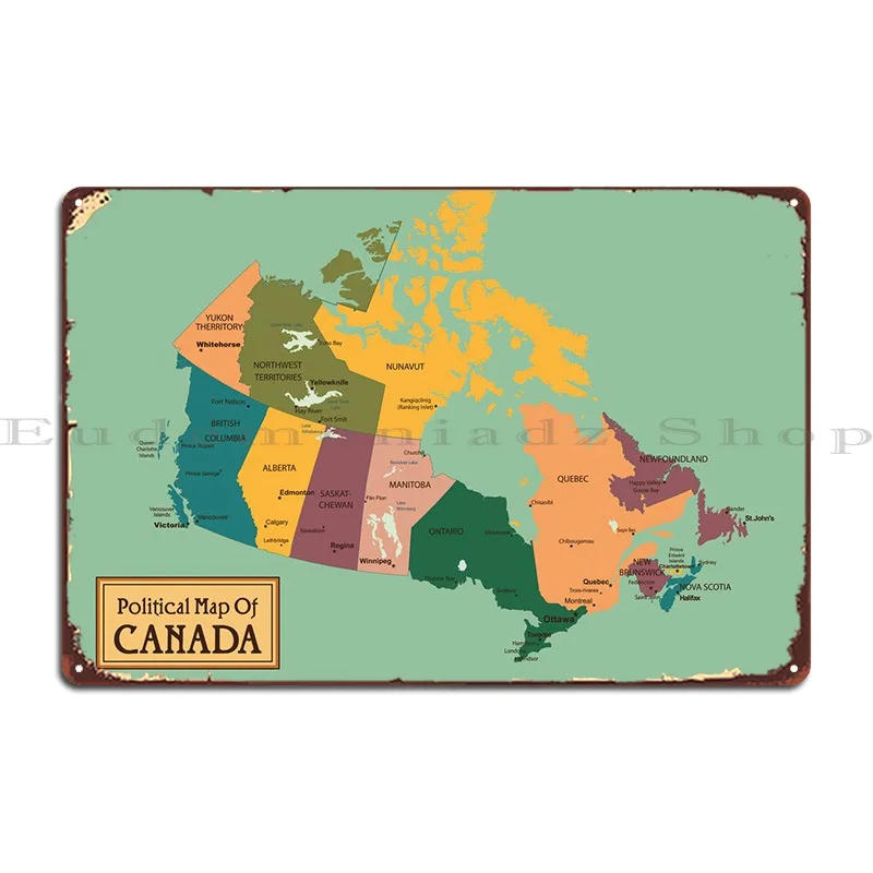 

Political Map Of Canada Metal Sign Club Bar Wall Living Room Designs Club Tin Sign Poster