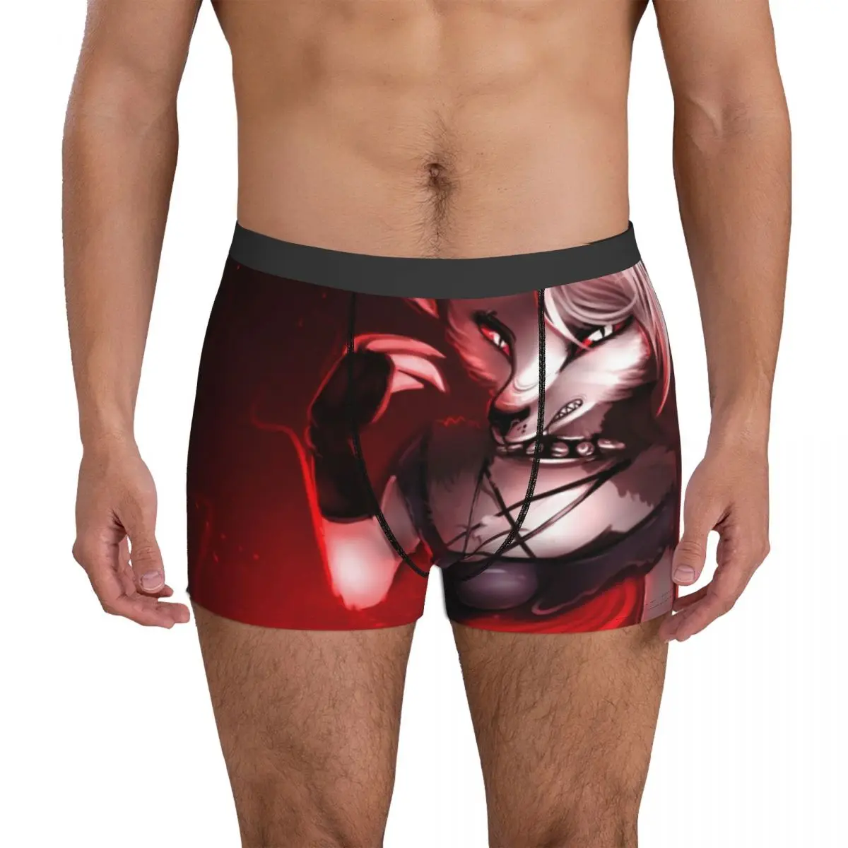Loona Underwear helluva boss cartoon loona fanart hotel wolf moon Men Shorts Briefs Elastic Boxershorts Trenky Design Underpants