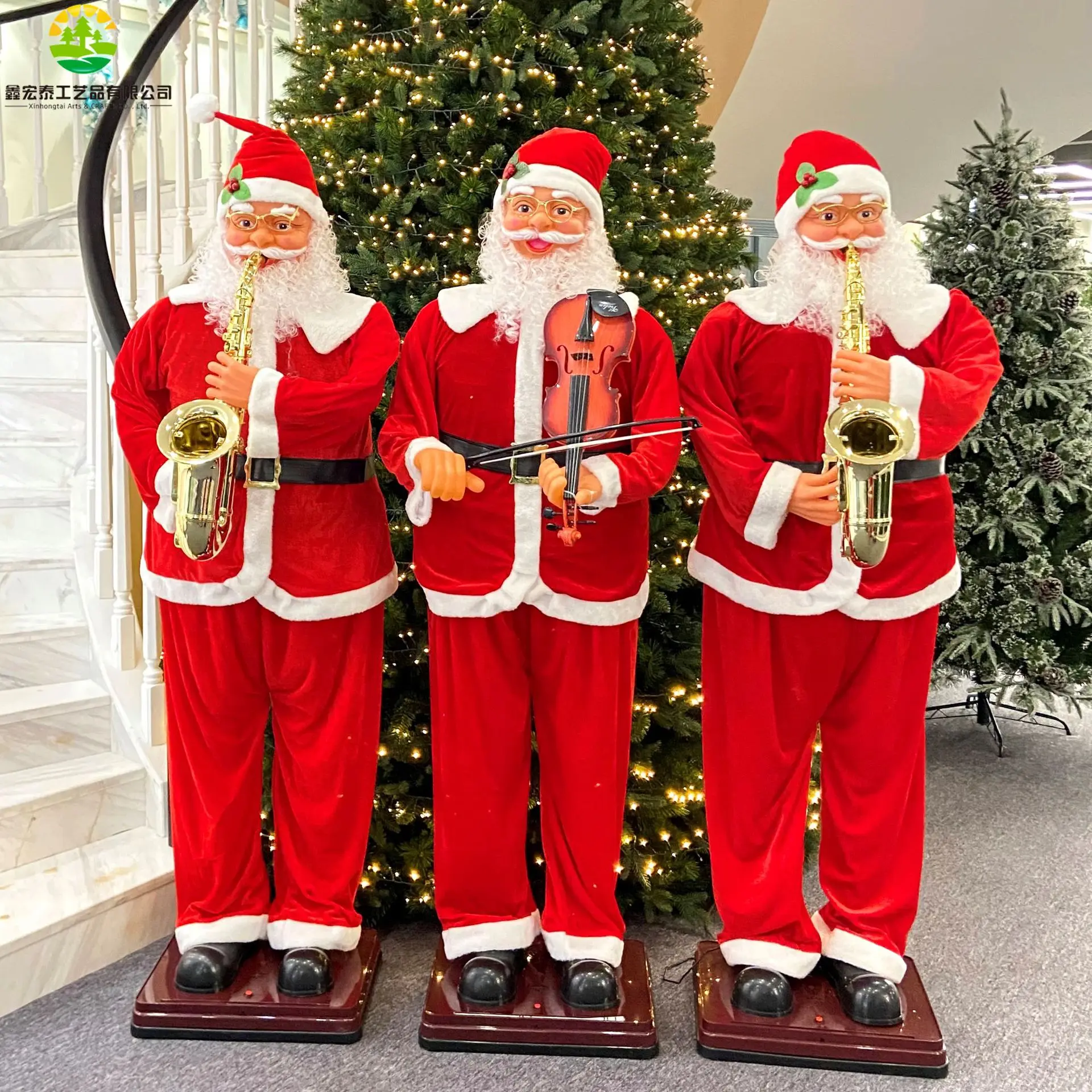 

Christmas Electric 1.8m Santa Claus Welcome Ornaments 8 Music Saxophone Santa Christmas Gift Decorations