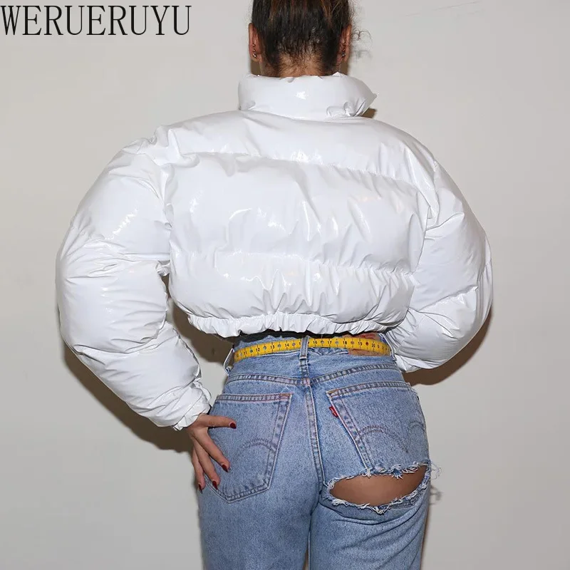 Зимняя куртка женская верхняя одежда из искусственной кожи с воротником-стойкой